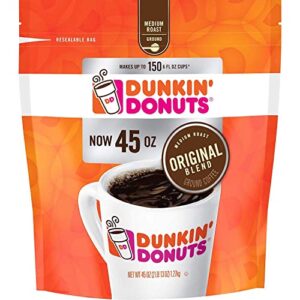 dunkin’ donuts ground coffee, original blend medium roast, 90 ounce