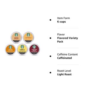 Starbucks K-Cup Coffee Pods—Flavored Coffee—Variety Pack for Keurig Brewers—Naturally Flavored—100% Arabica—1 box (40 pods total)