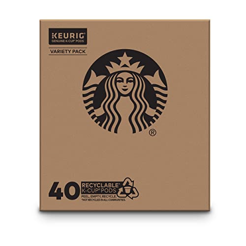 Starbucks K-Cup Coffee Pods—Flavored Coffee—Variety Pack for Keurig Brewers—Naturally Flavored—100% Arabica—1 box (40 pods total)