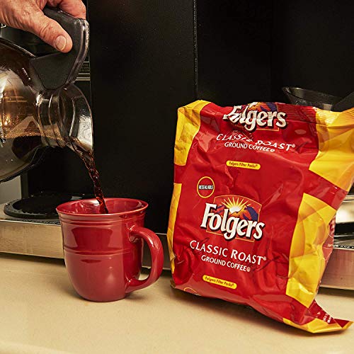 Folgers Classic Roast Filter Packs, Premeasured Ground Coffee and Filter in a Single Pouch, 4 Boxes 160 Count