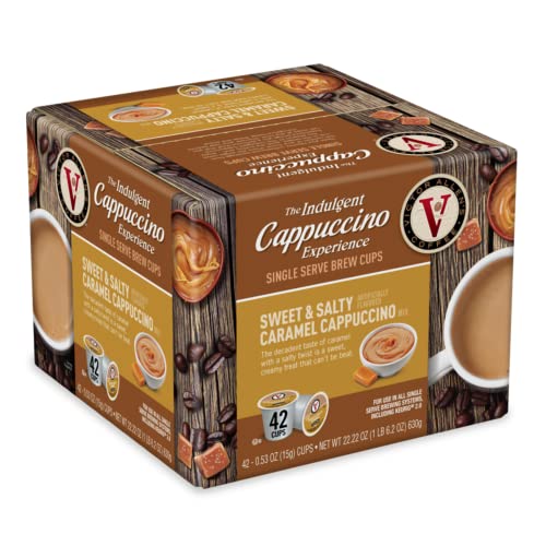 Victor Allen's Coffee Sweet and Salty Caramel Flavored Cappuccino Mix, 42 Count, Single Serve K-Cup Pods for Keurig K-Cup Brewers Brewers