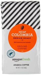 amazonfresh decaf colombia ground coffee, medium roast, 12 ounce (pack of 3)