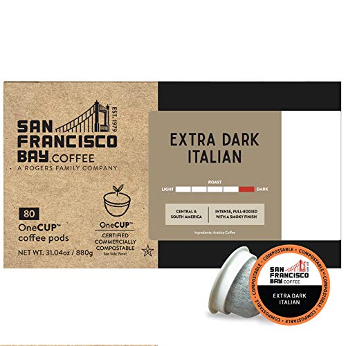 San Francisco Bay Compostable Coffee Pods - Extra Dark Italian (80 Ct) K Cup Compatible including Keurig 2.0, Dark Roast