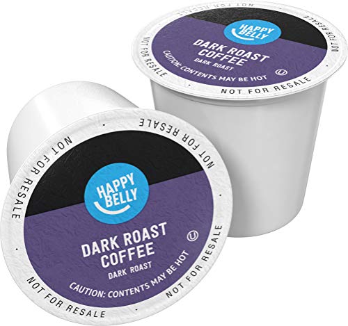 Amazon Brand - Happy Belly Dark Roast Coffee Pods, Compatible with Keurig 2.0 K-Cup Brewers