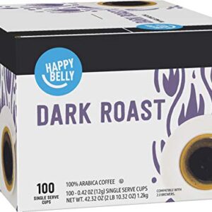 Amazon Brand - Happy Belly Dark Roast Coffee Pods, Compatible with Keurig 2.0 K-Cup Brewers