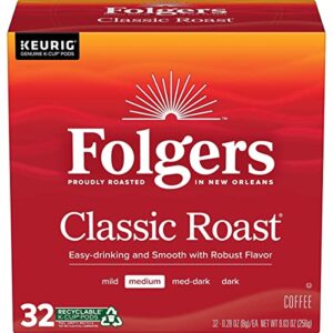 folgers classic roast medium roast coffee, 128 keurig k-cup pods