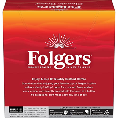 Folgers Classic Roast Medium Roast Coffee, 128 Keurig K-Cup Pods