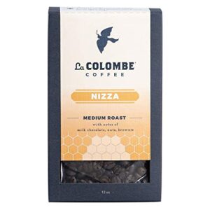 la colombe nizza medium roast whole bean coffee – 12 ounce , 1 pack  – notes of milk chocolate, nuts & browniewith a honey-sweet roasted nuttiness
