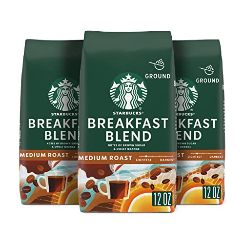 Starbucks Ground Coffee—Medium Roast Coffee—Breakfast Blend—100% Arabica—3 bags (12 oz each)