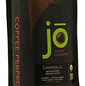 COLOMBIA JO: 12 oz, Organic Ground Colombian Coffee, Medium Roast, Fair Trade Certified, USDA Certified Organic, 100% Arabica Coffee, NON-GMO, Gluten Free, Gourmet Coffee from Jo Coffee