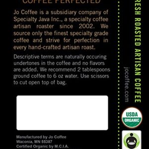 COLOMBIA JO: 12 oz, Organic Ground Colombian Coffee, Medium Roast, Fair Trade Certified, USDA Certified Organic, 100% Arabica Coffee, NON-GMO, Gluten Free, Gourmet Coffee from Jo Coffee