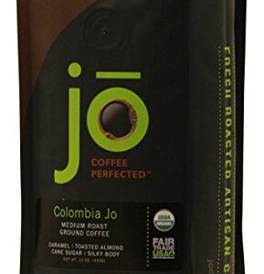 COLOMBIA JO: 12 oz, Organic Ground Colombian Coffee, Medium Roast, Fair Trade Certified, USDA Certified Organic, 100% Arabica Coffee, NON-GMO, Gluten Free, Gourmet Coffee from Jo Coffee