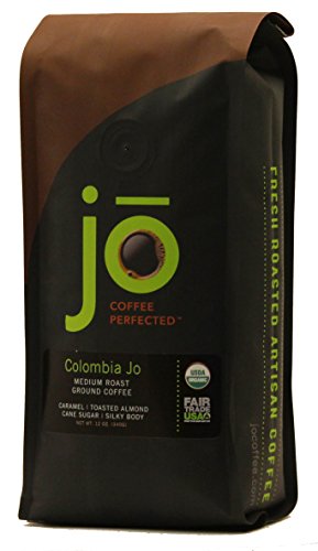 COLOMBIA JO: 12 oz, Organic Ground Colombian Coffee, Medium Roast, Fair Trade Certified, USDA Certified Organic, 100% Arabica Coffee, NON-GMO, Gluten Free, Gourmet Coffee from Jo Coffee