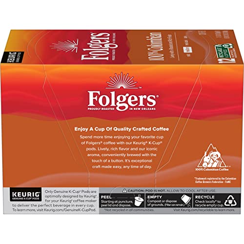 Folgers 100% Colombian Medium Roast Coffee, 72 Keurig K-Cup Pods