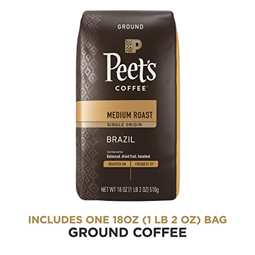 Peet's Coffee, Medium Roast Ground Coffee - Single Origin Brazil 18 Ounce Bag