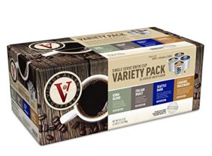 victor allen’s coffee variety pack (kona blend, italian roast, seattle dark, caramel macchiato), 96 count, single serve coffee pods for keurig k-cup brewers