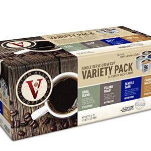 Victor Allen's Coffee Variety Pack (Kona Blend, Italian Roast, Seattle Dark, Caramel Macchiato), 96 Count, Single Serve Coffee Pods for Keurig K-Cup Brewers