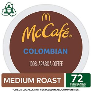 McCafe Keurig Single Serve K-Cup Pods, Medium-Dark Roast Coffee Pods, Colombian 72 Count