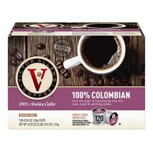 victor allen’s coffee 100% colombian, medium roast, 120 count, single serve coffee pods for keurig k-cup brewers