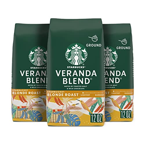 Starbucks Whole Bean Coffee—Starbucks Blonde Roast Coffee—Veranda Blend—100% Arabica—3 bags (12 oz each)