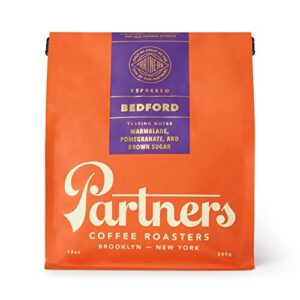 partners coffee roasters, bedford blend, whole bean coffee – 12 ounce – medium-dark roast