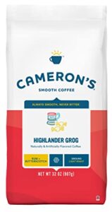 cameron’s coffee highlander grog flavored ground coffee, light roast, 100% arabica, 32-ounce bag, (pack of 1)