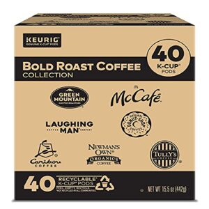 keurig bold roast coffee collection, single -serve k-cup pods variety pack, 40 count
