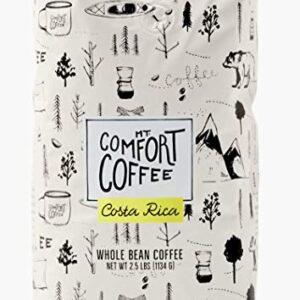Mt. Comfort Coffee Costa Rica Medium Roast, 2.5 lb Bag - Sourced From Local, Costa Rican Coffee Farms - Roasted Whole Bean
