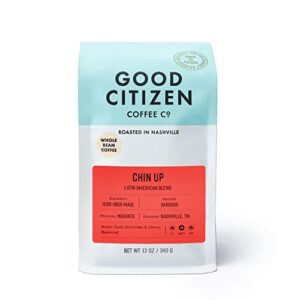 good citizen coffee co. chin up whole bean coffee, medium-roast coffee blend, 12 ounces, 340 grams