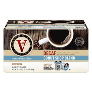 victor allen’s coffee decaf donut shop blend, medium roast, 80 count, single serve coffee pods for keurig k-cup brewers