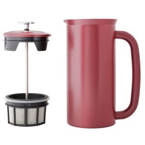 espro p7 french press – double walled stainless steel insulated coffee and tea maker (cranberry, 32 ounce)