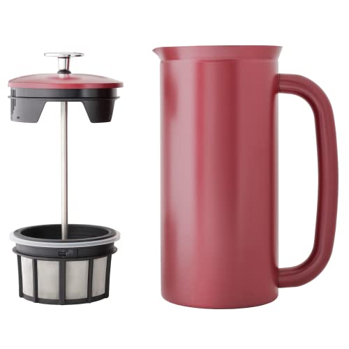 ESPRO P7 French Press - Double Walled Stainless Steel Insulated Coffee and Tea Maker (Cranberry, 32 Ounce)