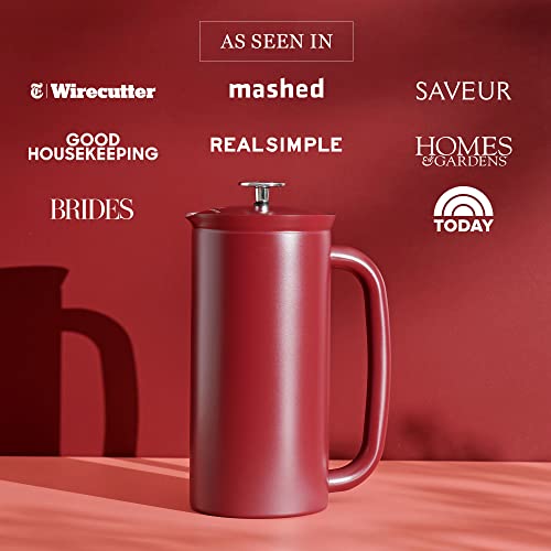 ESPRO P7 French Press - Double Walled Stainless Steel Insulated Coffee and Tea Maker (Cranberry, 32 Ounce)