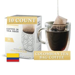 coffee blenders tea bag coffee – colombian flavor 10 count single serve instant coffee, portable drip t-bag packets, convenient fast fresh simple