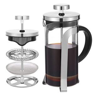 yorseek mini french press coffee tea maker 1 cups, 12oz coffee press, perfect for coffee lover gifts morning coffee, single server maximum flavor coffee brewer with stainless steel filter, 350ml
