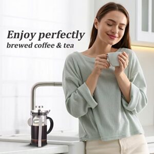 YORSEEK Mini French Press Coffee Tea Maker 1 Cups, 12oz Coffee Press, Perfect for Coffee Lover Gifts Morning Coffee, Single Server Maximum Flavor Coffee Brewer with Stainless Steel Filter, 350ml