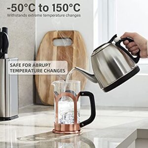 Veken French Press Coffee & Tea Maker, 304 Stainless Steel Heat Resistant Borosilicate Glass Coffee Press, Durable Easy Clean 100% BPA Free, 21oz, Copper