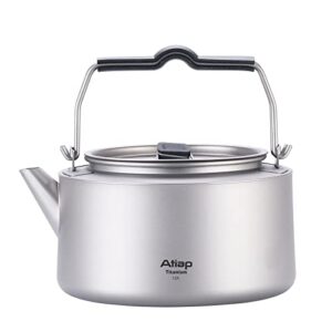 atiap titanium kettle coffee tea pot 0.6l/ 1l with mesh bag portable for outdoor camping (ta9082-1l)