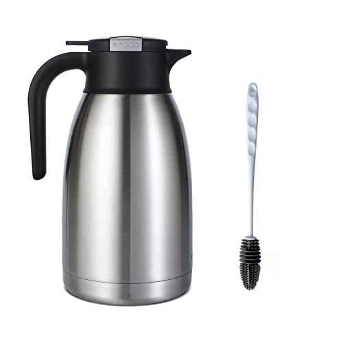 Heritage66 Stainless Steel Thermal Coffee Carafe Triple Wall Thermal Vacuum insulated 12 hours heat Retention/24 hours cold Retention Tea, Water, and Coffee Dispenser (2 Liter wide mouth)