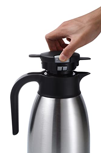 Heritage66 Stainless Steel Thermal Coffee Carafe Triple Wall Thermal Vacuum insulated 12 hours heat Retention/24 hours cold Retention Tea, Water, and Coffee Dispenser (2 Liter wide mouth)