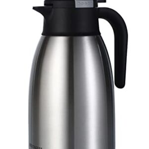 Heritage66 Stainless Steel Thermal Coffee Carafe Triple Wall Thermal Vacuum insulated 12 hours heat Retention/24 hours cold Retention Tea, Water, and Coffee Dispenser (2 Liter wide mouth)