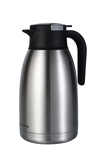 Heritage66 Stainless Steel Thermal Coffee Carafe Triple Wall Thermal Vacuum insulated 12 hours heat Retention/24 hours cold Retention Tea, Water, and Coffee Dispenser (2 Liter wide mouth)