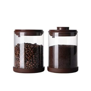 ankou glass coffee canister 900ml x 2 jar, airtight food storage container with pop lid, kitchen high borosilicate glass contianers for tea coffee bean sugar