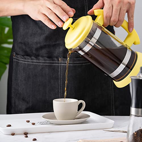 Coffee Maker Stainless Steel Coffee Pot Household Press Tea Maker Hand Brewed Coffee Filter Cup 1L Coffee cup ( Color : Yellow )