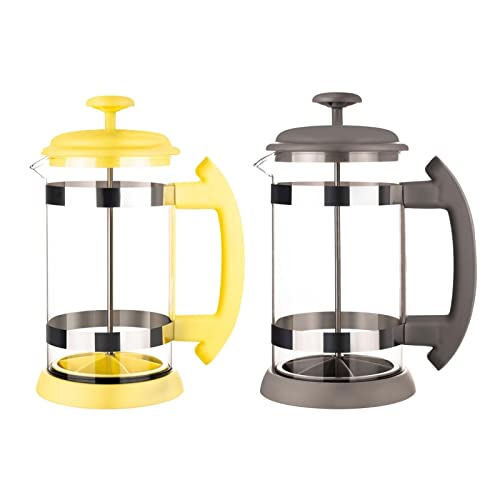 Coffee Maker Stainless Steel Coffee Pot Household Press Tea Maker Hand Brewed Coffee Filter Cup 1L Coffee cup ( Color : Yellow )