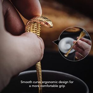 COPPERTIST.WU Coffee Spoons Cobra Mini Dessert Teaspoons for Bar Tableware Snake Soup Stirring Hanging Cup Scoop (Gold Vermeil)