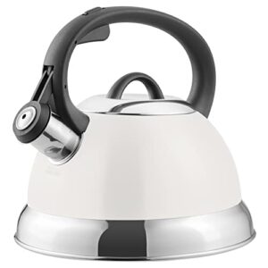mr. coffee flintshire stainless steel whistling tea kettle w/ nylon handle, 1.75-quart, linen