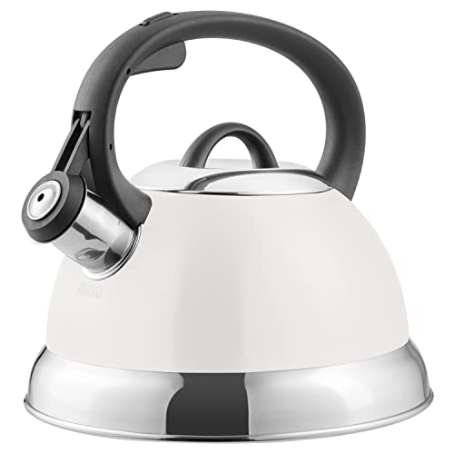 Mr. Coffee Flintshire Stainless Steel Whistling Tea Kettle w/ Nylon Handle, 1.75-Quart, Linen