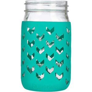 jarjackets silicone mason jar sleeve – fits 32oz (1 quart) wide-mouth jars … (1, lagoon)