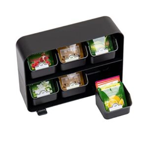 Mind Reader Anchor Collection, Coffee and Tea Dispenser Set, Includes a Cup and Condiment Organizer and a 6-Drawer Tea Bag Organizer, Countertop Organizer Set, Set of 2, Black